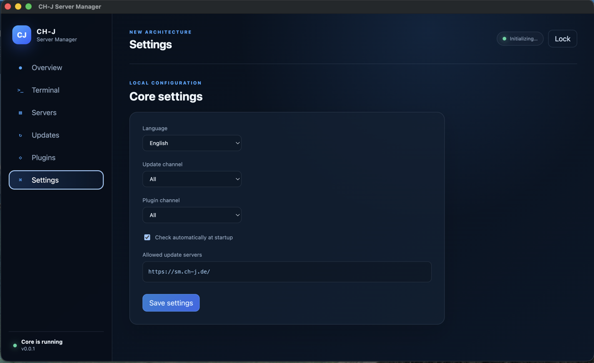 Core settings